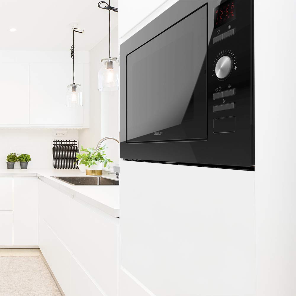 Cecotec Microondas Encastrable Digital GrandHeat 2590, 25L, 900W, Integrable, Grill 1000W, Táctil, 8 Funciones Preconfiguradas, Temporizador, Negro