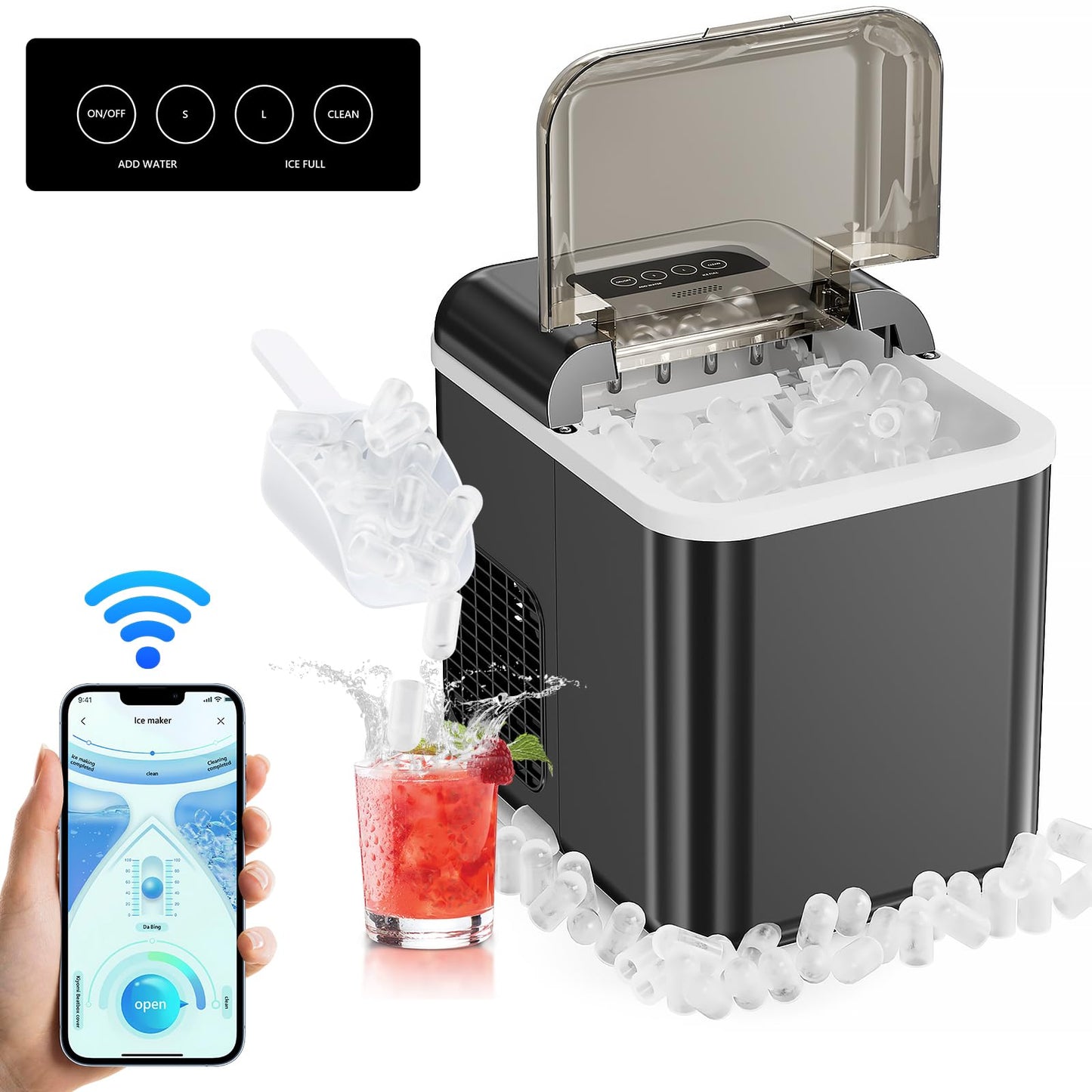 Máquina de Hielo 20kg/24h con Control por App