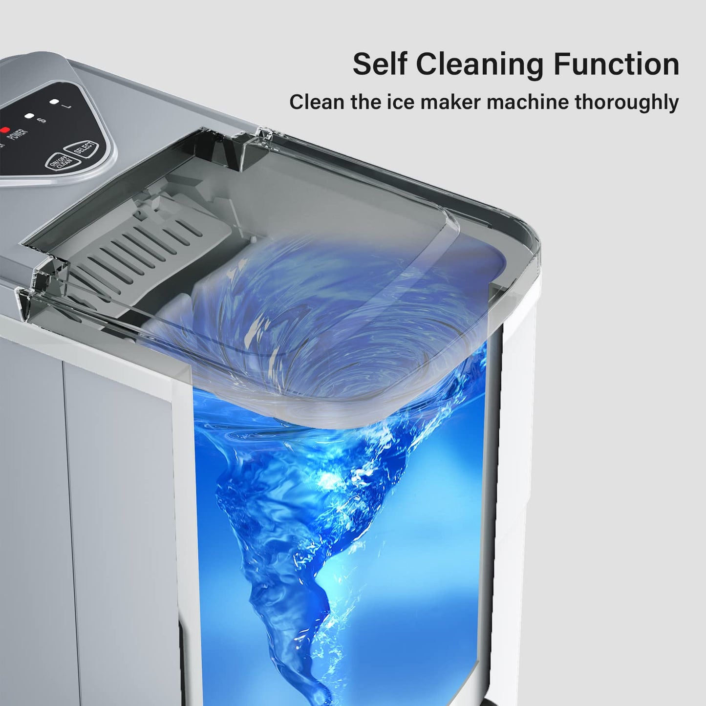 FOOING Máquina de Hielo, 6 Minutos para Fabricar Hielo, 15KG/24H, Máquina de Cubitos de Hielo Doméstica, Plata