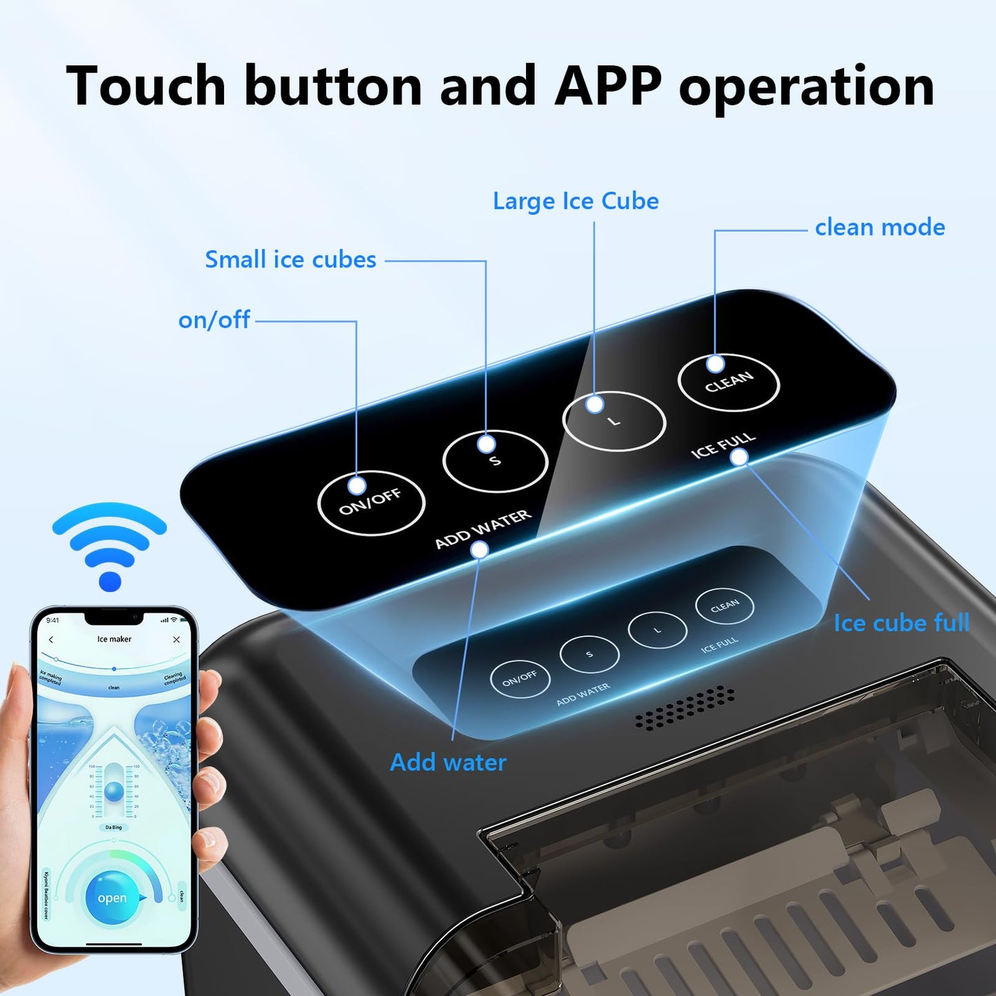 Máquina de Hielo 20kg/24h con Control por App