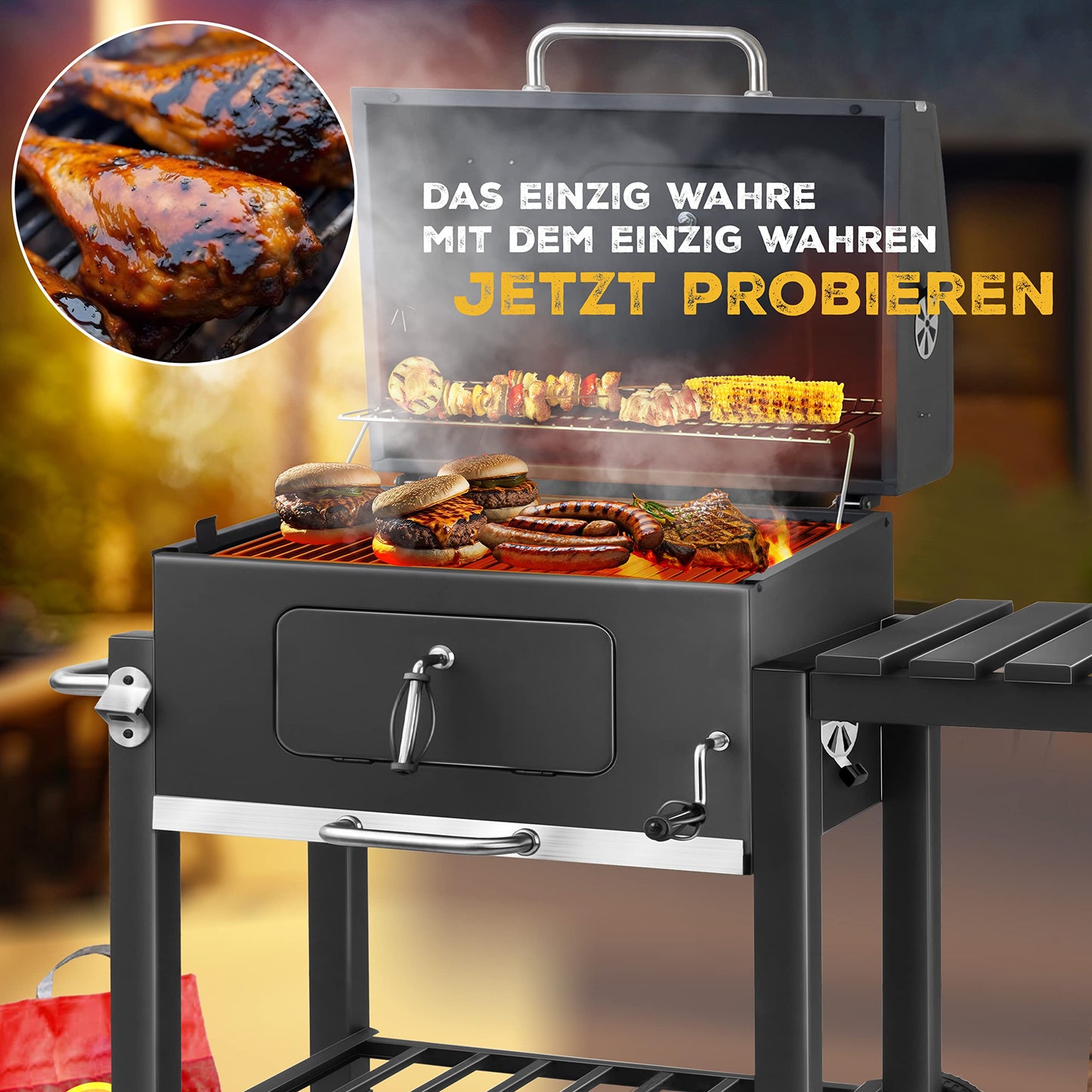 KESSER® Parrilla de Carbón con Carrito Gris