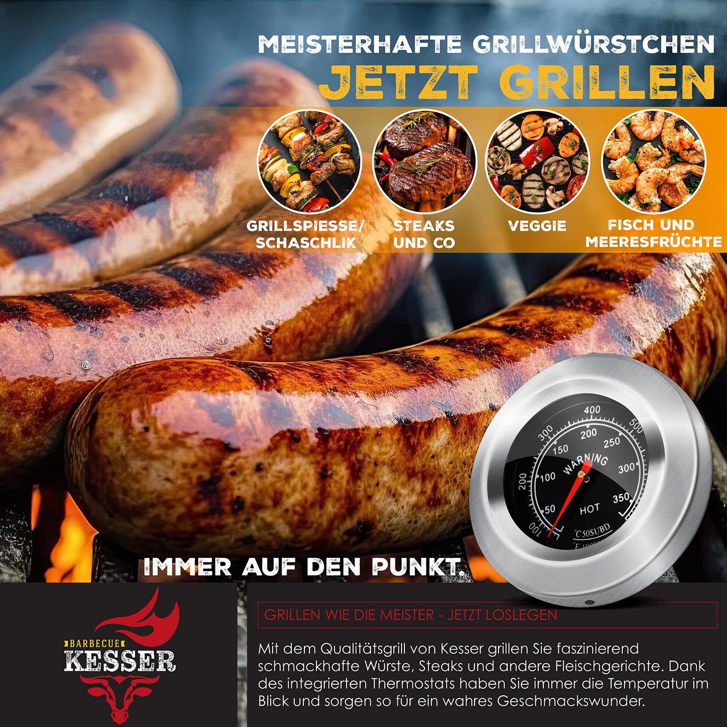 KESSER® Parrilla de Carbón con Carrito Gris