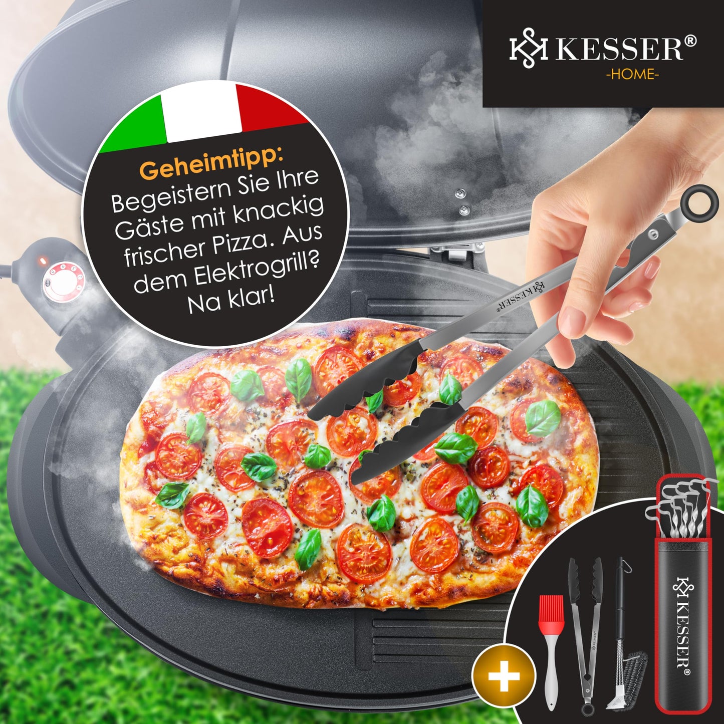 KESSER® Barbacoa Eléctrica 2 en 1 con Tapa