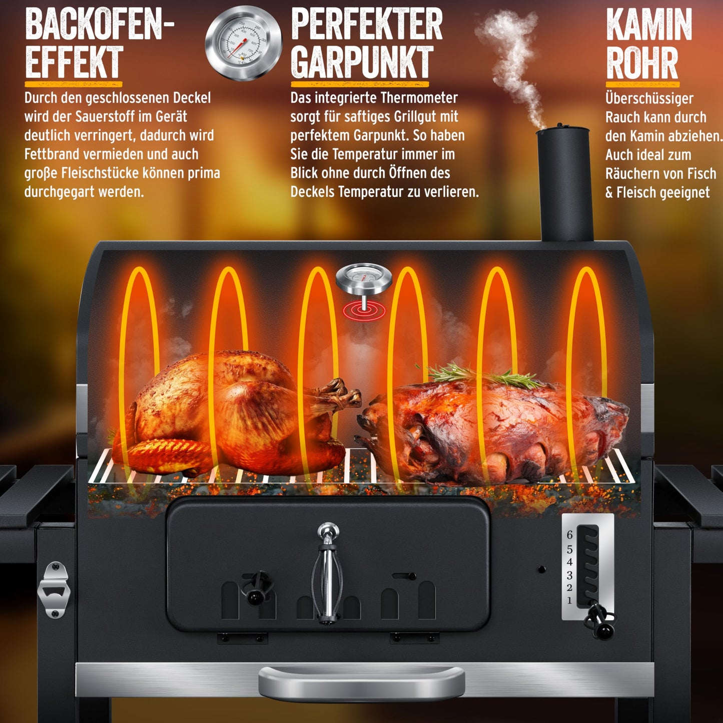 KESSER® Barbacoa XXL con Ahumador y Ruedas
