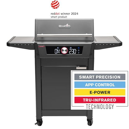Char-Broil Barbacoa Eléctrica Evolve con E-Power, Control por Aplicación, 90-370°C, Función de Limpieza y Calor Preciso en Dos Zonas