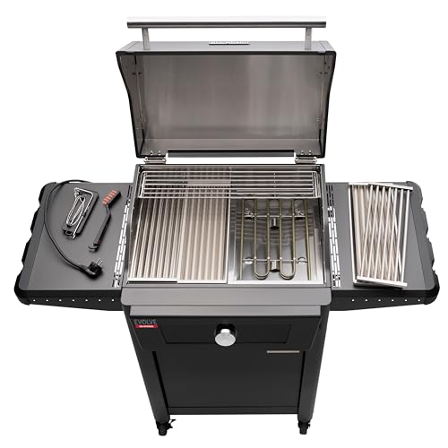 Char-Broil Barbacoa Eléctrica Evolve con E-Power, Control por Aplicación, 90-370°C, Función de Limpieza y Calor Preciso en Dos Zonas