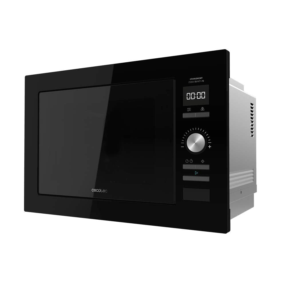 Cecotec Microondas Encastrable Digital GrandHeat 2590, 25L, 900W, Integrable, Grill 1000W, Táctil, 8 Funciones Preconfiguradas, Temporizador, Negro