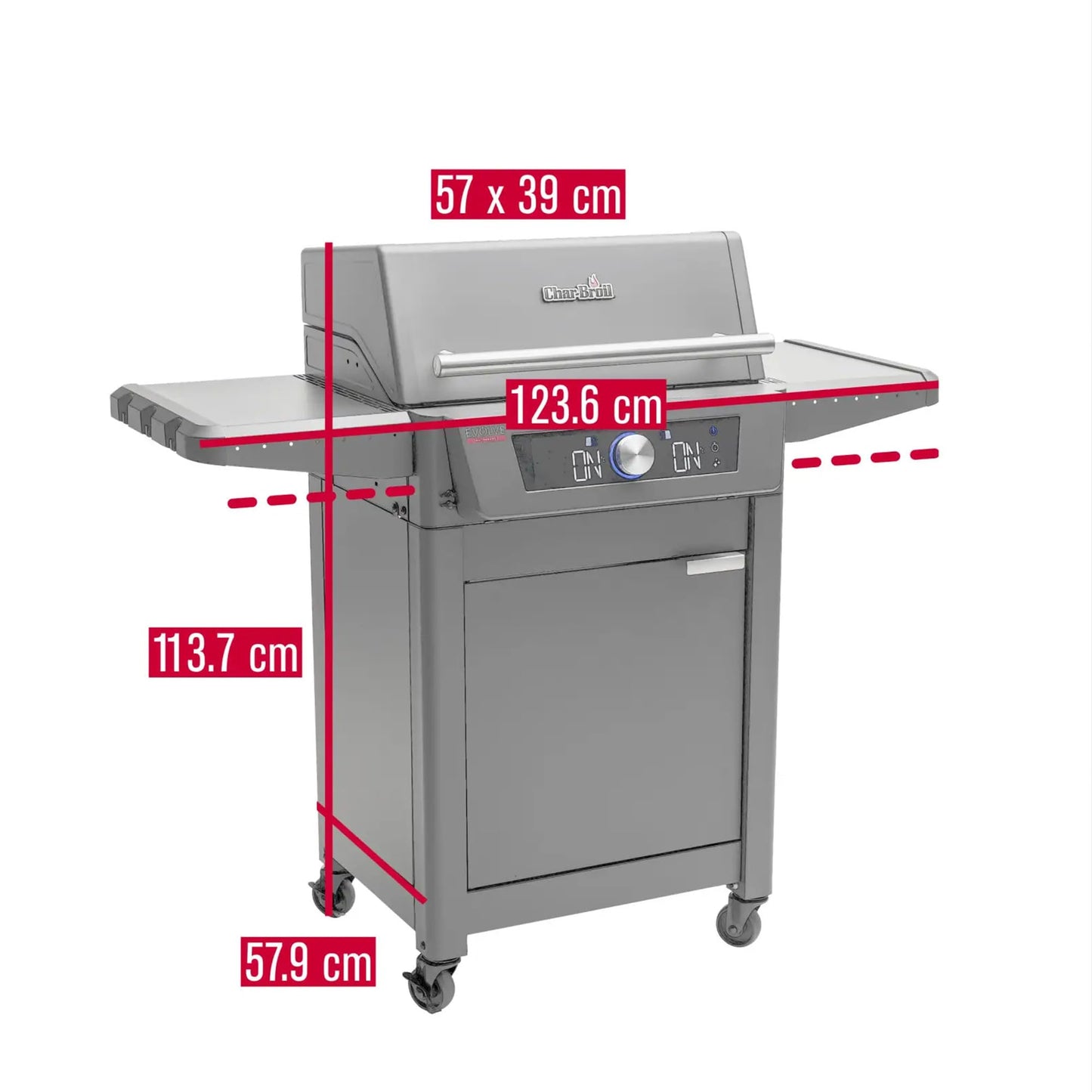 Char-Broil Barbacoa Eléctrica Evolve con E-Power, Control por Aplicación, 90-370°C, Función de Limpieza y Calor Preciso en Dos Zonas