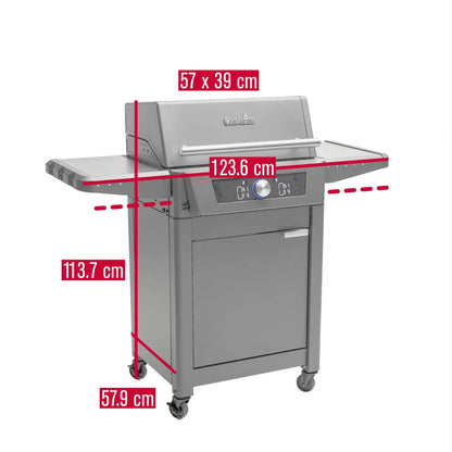 Char-Broil Barbacoa Eléctrica Evolve con E-Power, Control por Aplicación, 90-370°C, Función de Limpieza y Calor Preciso en Dos Zonas