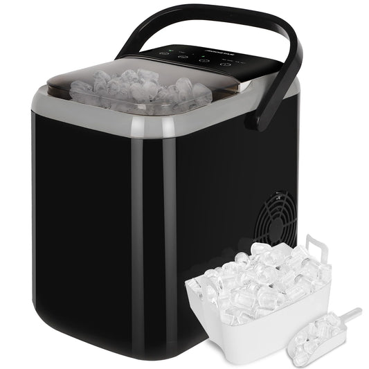 Aigostar Máquina de Hacer Hielo 130W con Ventana, 1.5L, 14kg/24h, Hielos en 6 Minutos, 2 Tamaños de Cubitos, Función de Autolimpieza, Ideal para Casa, Fiesta y Camping