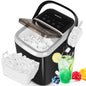 Aigostar Máquina de Hacer Hielo 130W, 14kg/24h, Hielos en 6 Minutos, 2 Tamaños de Cubitos, 1.5L, Tapa Doble, Autolimpieza, Fácil de Limpiar