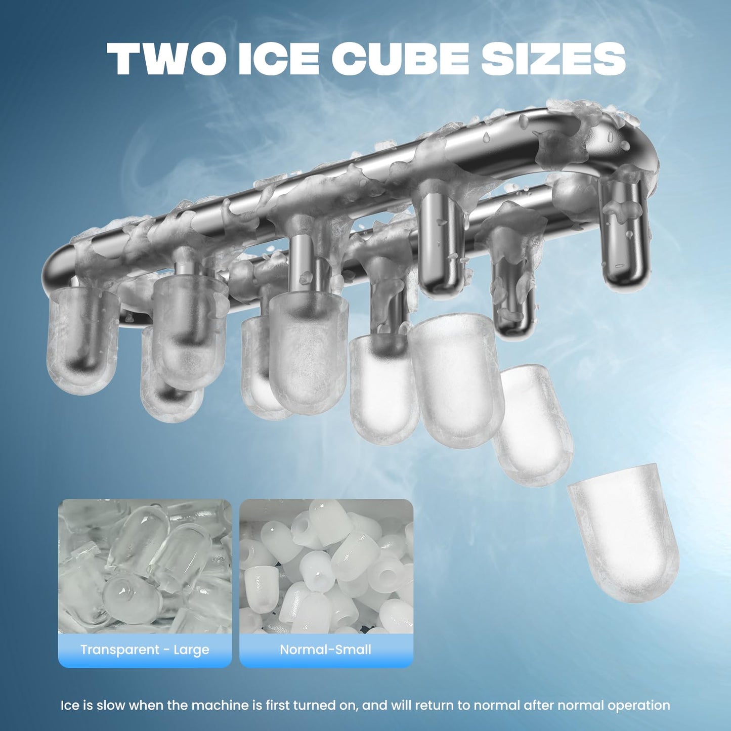 Máquina de Hielo 15kg/24h, 130W, 8 Cubitos en 6 Minutos, Función de Autolimpieza, Con Pala y Cesta, 2 Tamaños de Cubitos, Ideal para Cocina