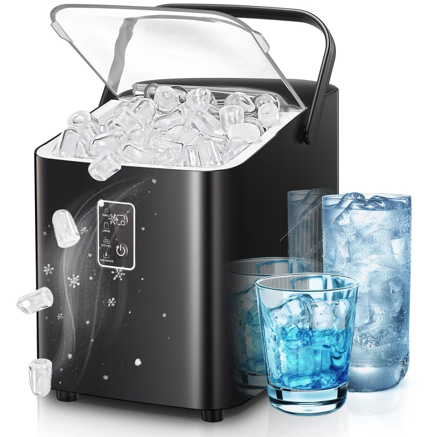 FOHERE Máquina de Hielo Compacta Negra