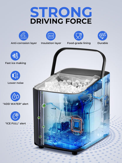FOHERE Máquina de Hielo Compacta Negra