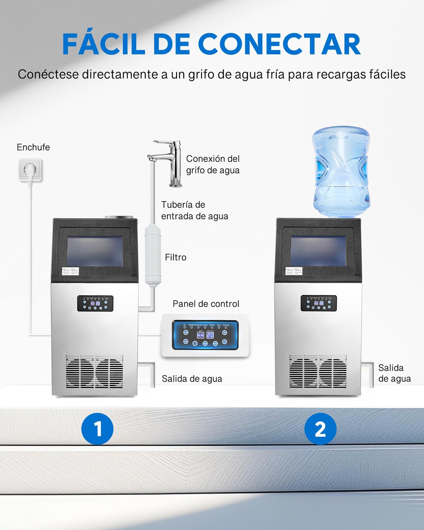 CREWORKS Máquina para Hacer Hielo 59KG/24H, 36 Cubitos, Capacidad de Almacenamiento 10KG, Ideal para Bares, Restaurantes y Cafeterías