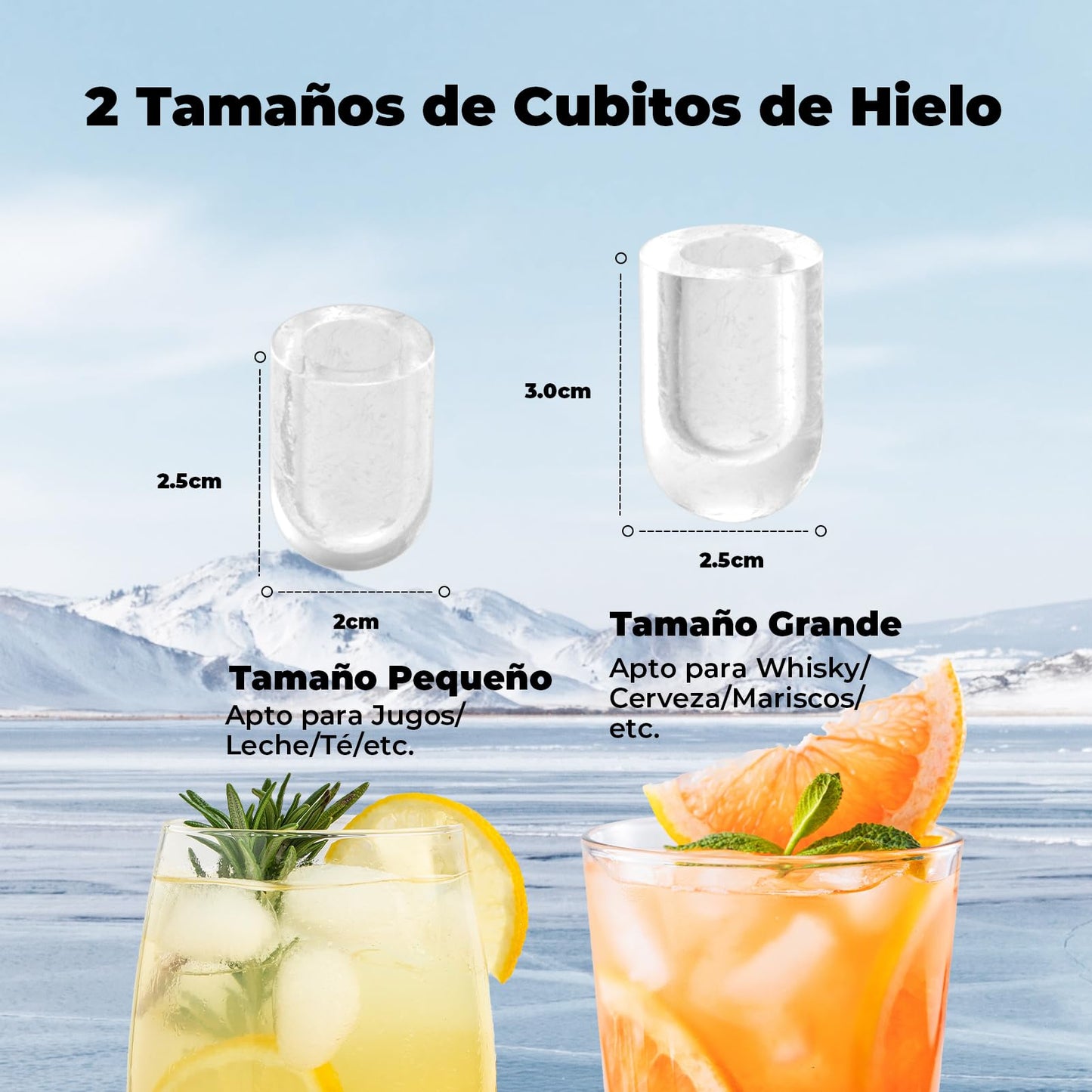 Acmeenjoy Máquina de Hacer Hielo 12kg/24h, Hielo en 6-8 Minutos, Portátil y Autolimpiante, con Mango, Ideal para Hogar, Fiesta, Cocina y Bar