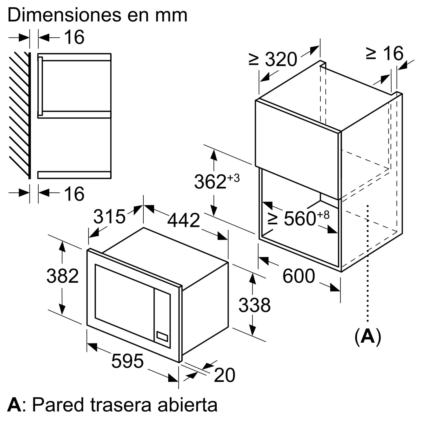 Bosch Microondas Integrable 60cm, 8 Programas Automáticos, Display LED, Acero Inoxidable, Modelo BEL623MS3