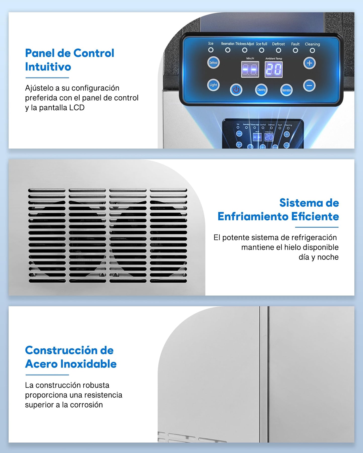 CREWORKS Máquina para Hacer Hielo 59KG/24H, 36 Cubitos, Capacidad de Almacenamiento 10KG, Ideal para Bares, Restaurantes y Cafeterías