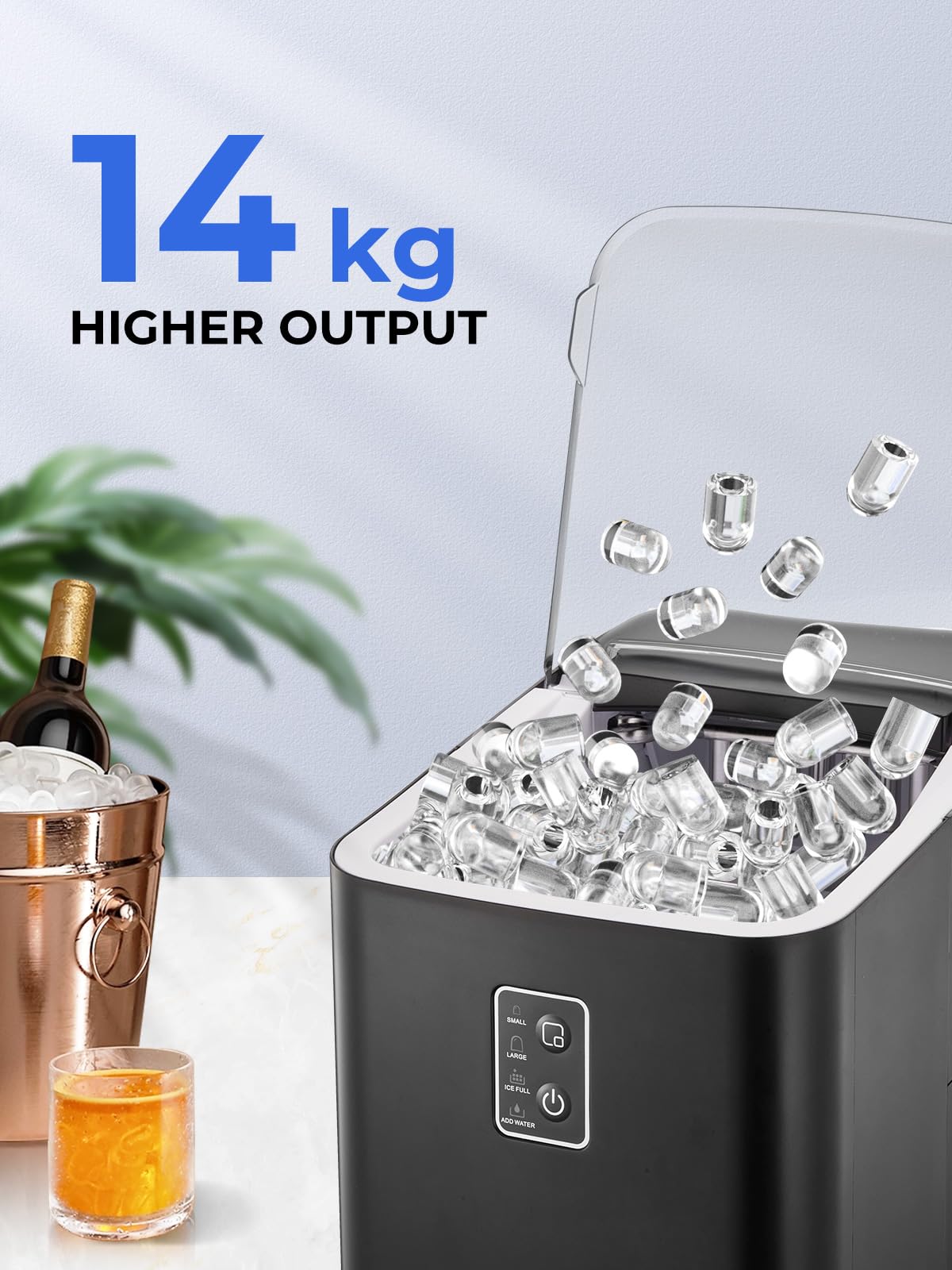 FOHERE Máquina de Hielo Compacta Negra