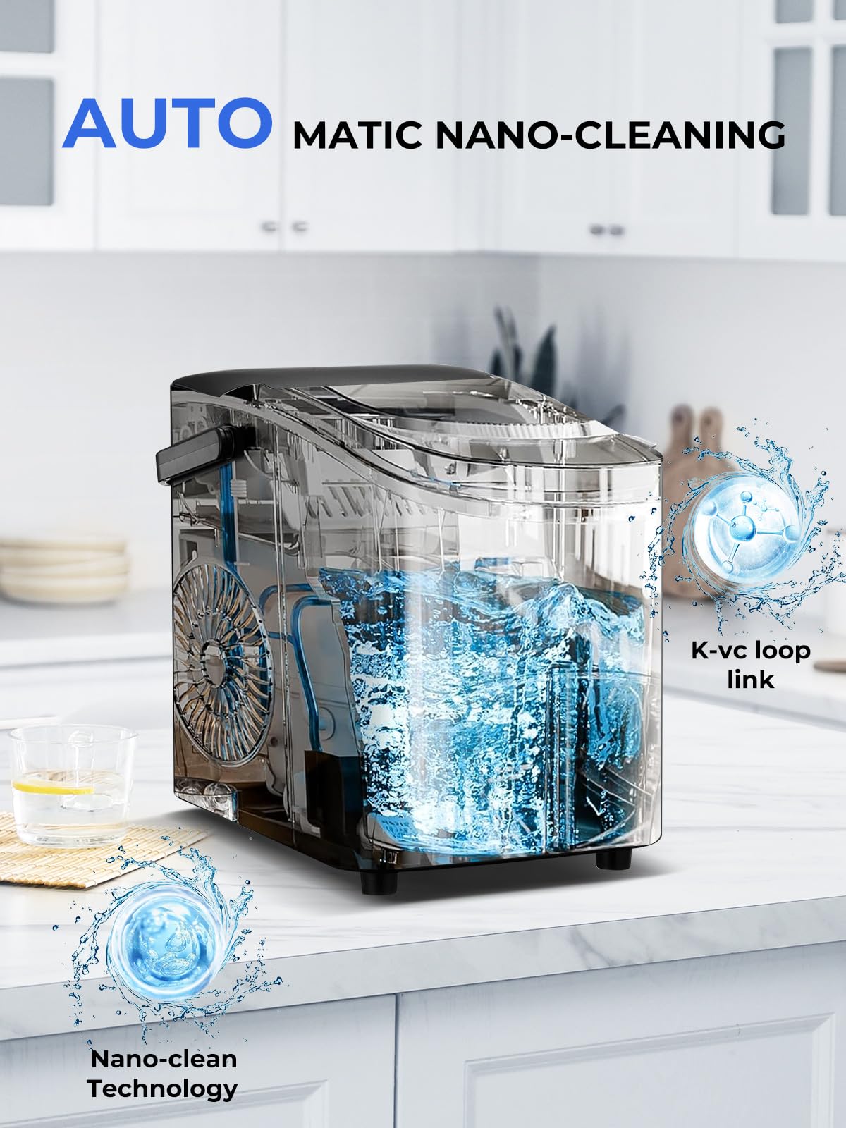 FOHERE Máquina de Hielo Compacta Negra