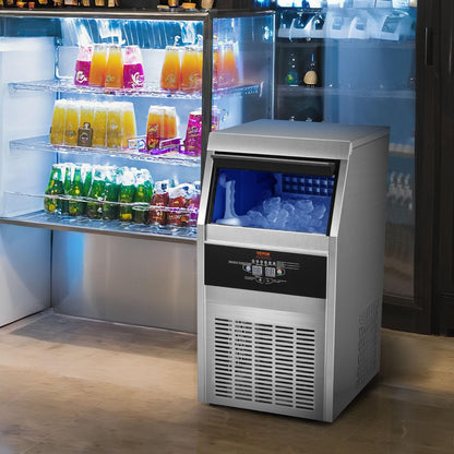 VEVOR Máquina para Hacer Cubitos de Hielo Comercial 41kg/24h, 45 Bandejas, Almacenaje 11kg, Autolimpieza, Sin Instalación, para Hogar y Restaurante