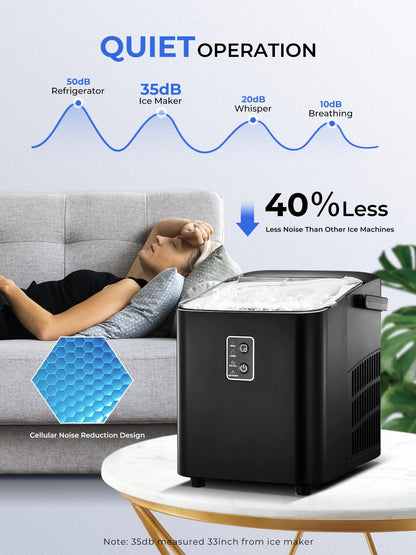 FOHERE Máquina de Hielo Compacta Negra