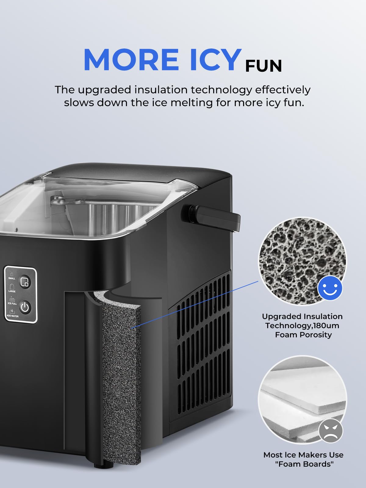 FOHERE Máquina de Hielo Compacta Negra