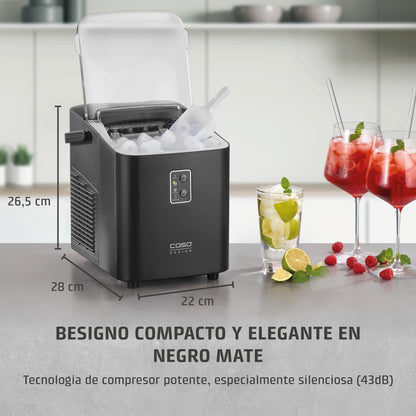 CASO IceChef Máquina de Hielo Compacta para Casa y Cocina, 1L, Hielo en 6 Minutos, 12 kg de Hielo en 24 Horas, Encimera