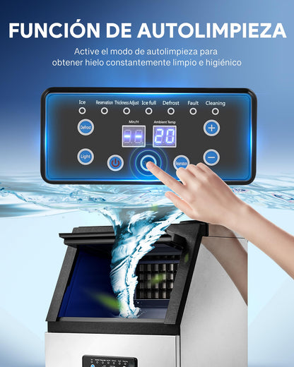 CREWORKS Máquina para Hacer Hielo 59KG/24H, 36 Cubitos, Capacidad de Almacenamiento 10KG, Ideal para Bares, Restaurantes y Cafeterías