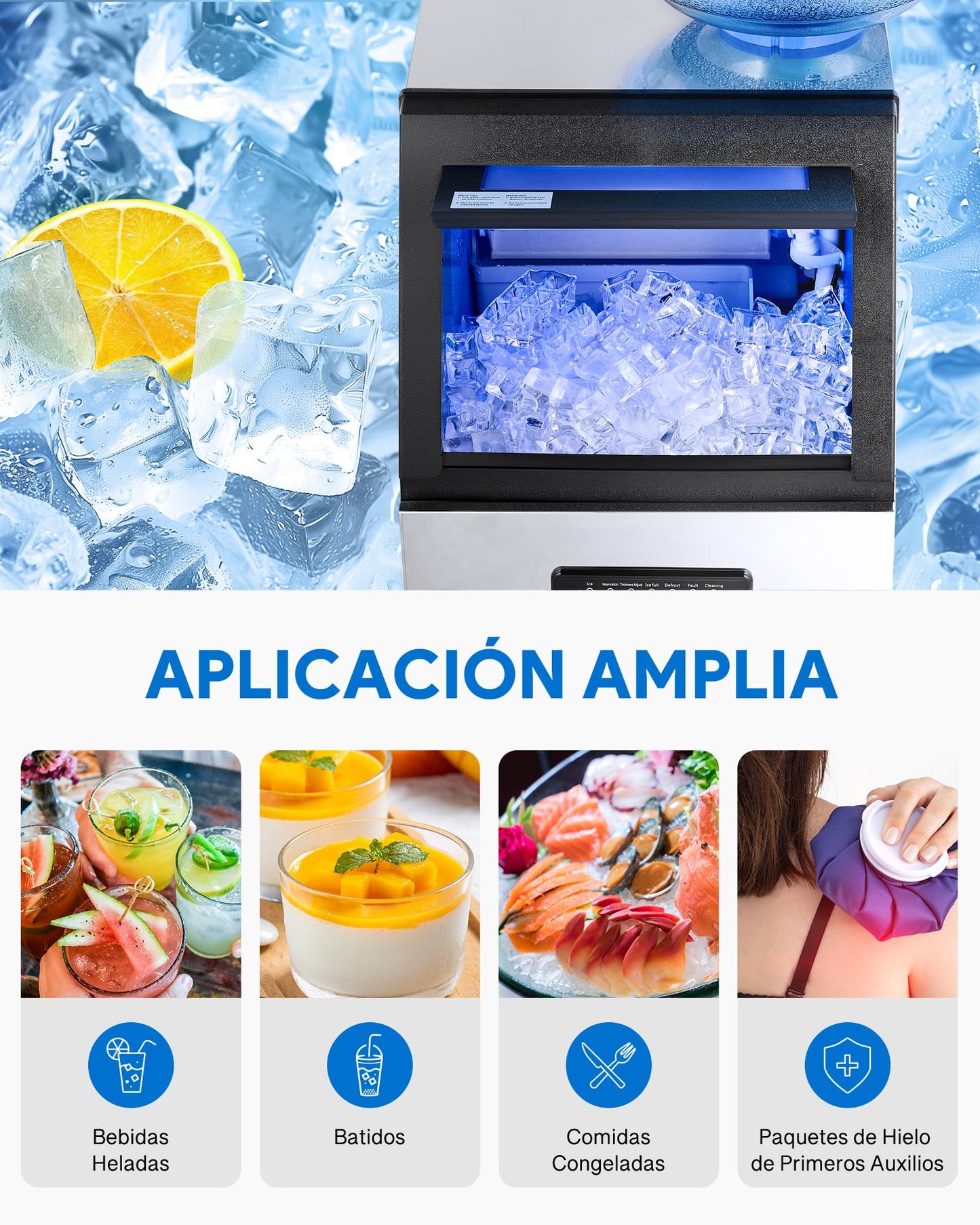 CREWORKS Máquina para Hacer Hielo 59KG/24H, 36 Cubitos, Capacidad de Almacenamiento 10KG, Ideal para Bares, Restaurantes y Cafeterías