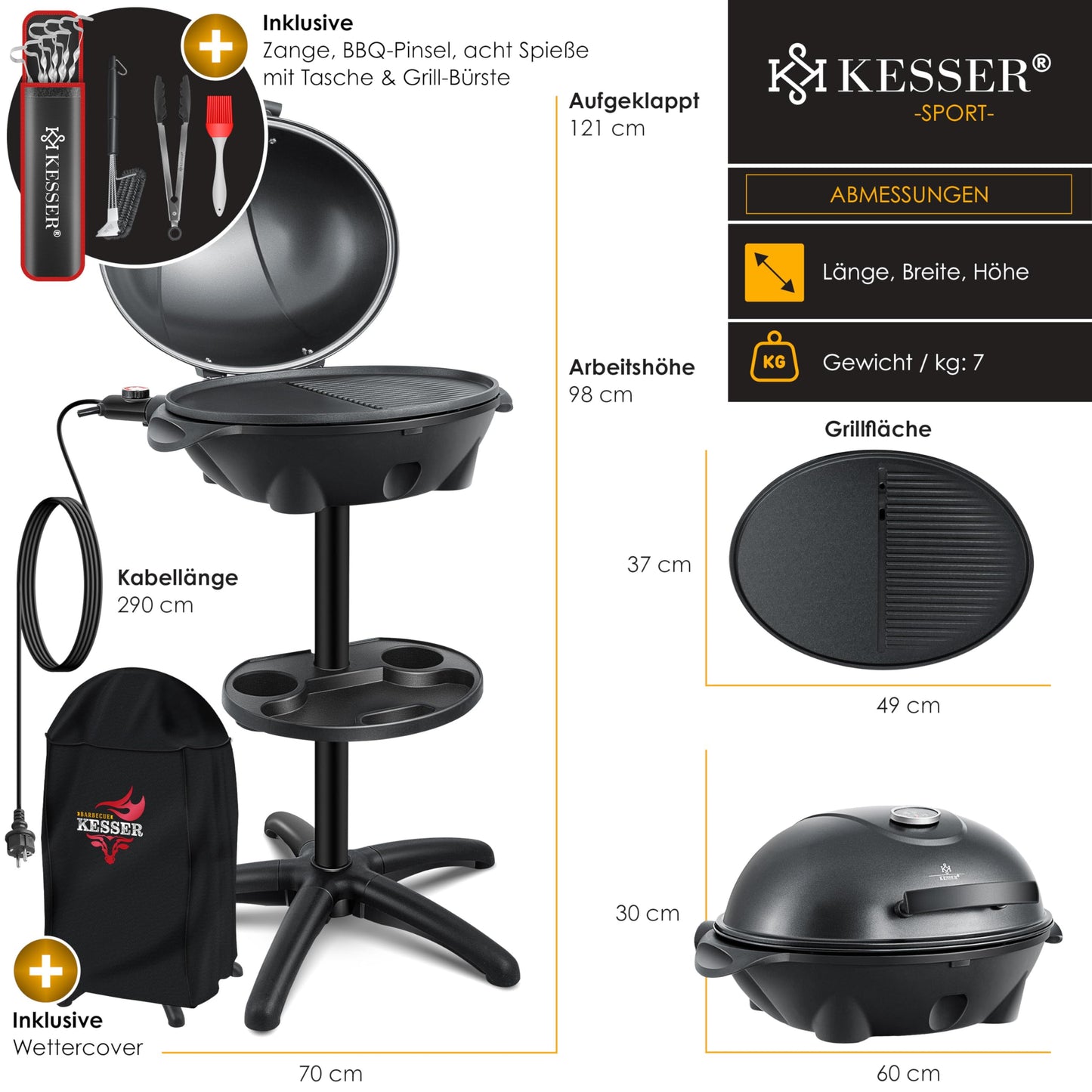 KESSER® Barbacoa Eléctrica 2 en 1 con Tapa