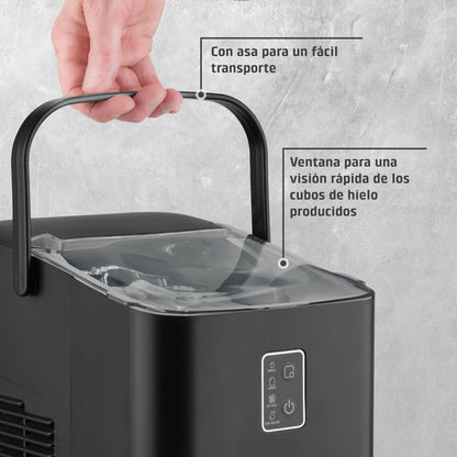 CASO IceChef Máquina de Hielo Compacta para Casa y Cocina, 1L, Hielo en 6 Minutos, 12 kg de Hielo en 24 Horas, Encimera