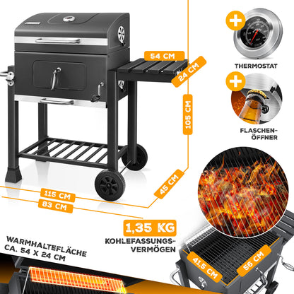 KESSER® Parrilla de Carbón con Carrito Gris