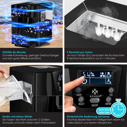 KESSER® Máquina de Hielo 100W Negra