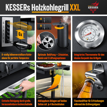KESSER® Barbacoa XXL con Ahumador y Ruedas