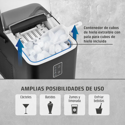 CASO IceChef Máquina de Hielo Compacta para Casa y Cocina, 1L, Hielo en 6 Minutos, 12 kg de Hielo en 24 Horas, Encimera