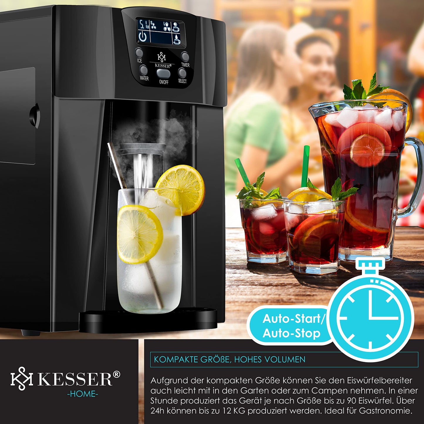 KESSER® Máquina de Hielo 100W Negra